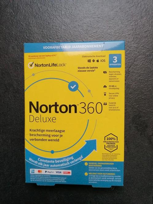 Norton 360 DeLuxe 25 GB voor drie apparaten., Computers en Software, Antivirus- en Beveiligingssoftware, Nieuw, Android, iOS, Ophalen of Verzenden