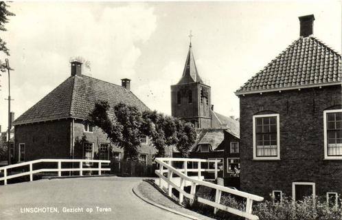 Linschoten, Gezicht op Toren - 1969 gelopen, Verzamelen, Ansichtkaarten | Nederland, Gelopen, Overijssel, 1960 tot 1980, Ophalen of Verzenden