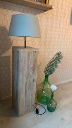 Staande lamp steigerhout met dimmer zgan, Ophalen, Zo goed als nieuw, 150 tot 200 cm