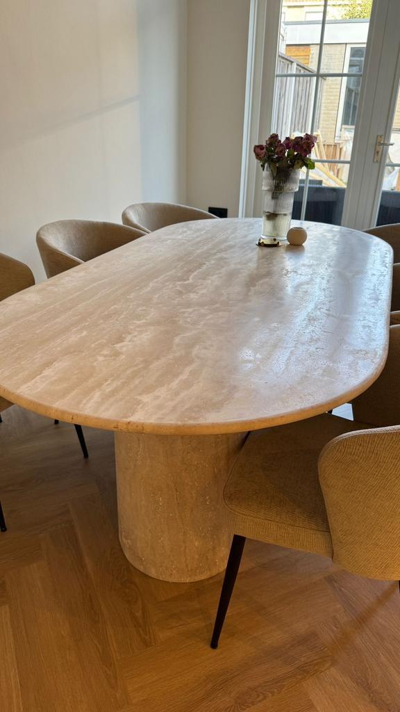100% origineel travertin tafel blad, Huis en Inrichting, Tafels | Eettafels, Zo goed als nieuw, 100 tot 150 cm, 200 cm of meer