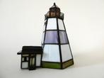 Vuurtoren met huisje lamp in glas in lood tiffany stijl, Antiek en Kunst, Antiek | Lampen, Ophalen of Verzenden