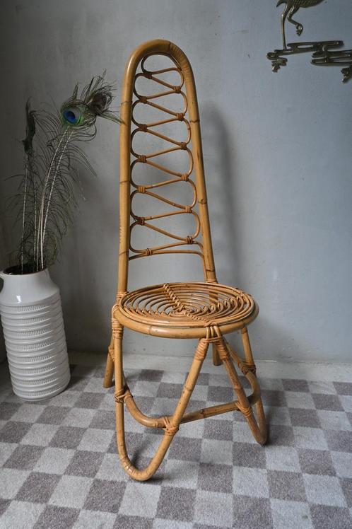 Rotanstoel met hoge rug, Rohé Noordwolde, jaren ’60, Huis en Inrichting, Stoelen, Zo goed als nieuw, Eén, Ophalen