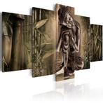 107 Bamboe Buddha 5 Luik Canvas Schilderij 200x100cm 2 maten, Ophalen of Verzenden