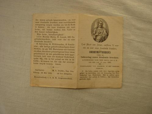 Gebedenverbond Bekeering Dwalende Broeders Tilburg 1905, Verzamelen, Religie, Gebruikt, Christendom | Katholiek, Kaart of Prent