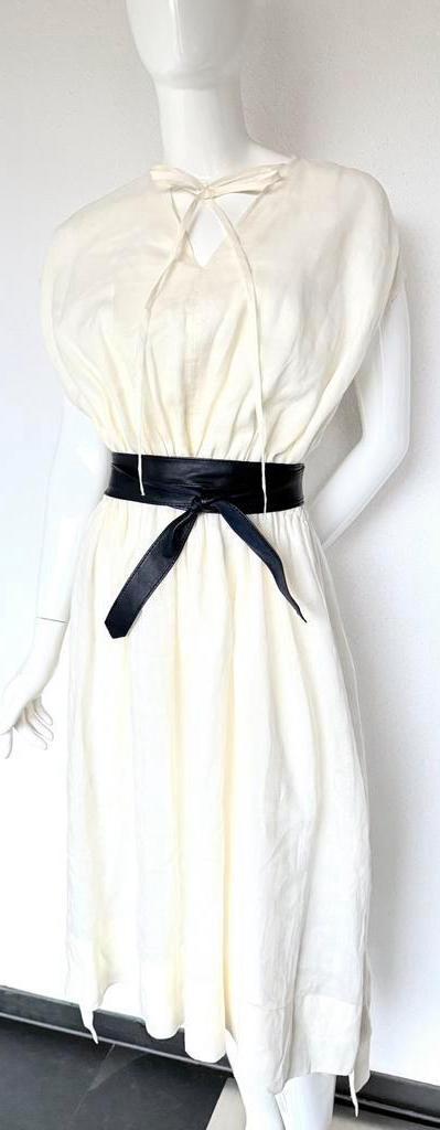 JOSEPH LUXE LINNEN MIDI JURK, CREME, 36, (NEW 690) NIEUW💖💖, Kleding | Dames, Jurken, Nieuw, Maat 36 (S), Overige kleuren, Onder de knie