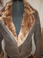 Winterjas maat 36 bont lerenjas, Ophalen, Zo goed als nieuw, Maat 36 (S), Bruin