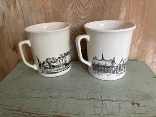 2 kopjes + melkkannetje Villeroy & Boch Brussel Namen Brugge, Antiek en Kunst, Antiek | Servies los, Ophalen