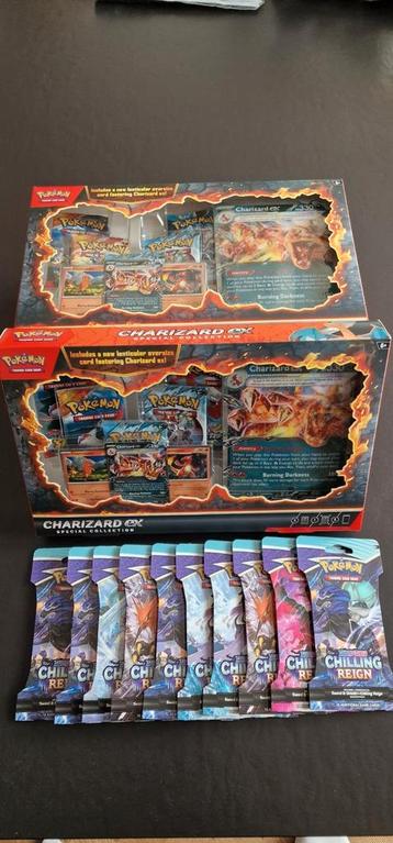Charizard ex box + chilling reign sleeved boosters beschikbaar voor biedingen