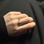 REGALROSE Zilveren Ring met Zwarte Spinel, Ophalen of Verzenden, Dame of Heer, Met edelsteen, Zilver