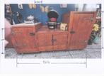 Grote steigerhouten buitenkeuken met koelkast  kamado en ind, Tuin en Terras, Buitenkeukens, Gebruikt, Houtskool, Vrijstaand, Ophalen