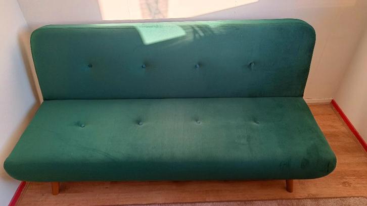 Slaapbank JYSK JUVRE – fluweel donker groen – nette staat, Huis en Inrichting, Slaapkamer | Slaapbanken, Zo goed als nieuw, 120 cm