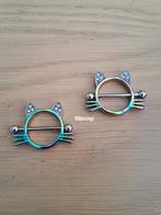 Nieuwe tepelpiercing. Kat, poes. Regenboog., Ophalen of Verzenden, Zo goed als nieuw, Staal