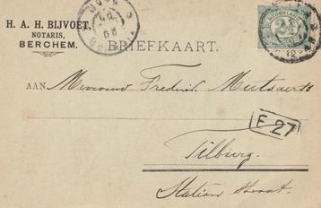 Berghem, briefkaart Notaris Bijvoet. Gemeente Oss beschikbaar voor biedingen