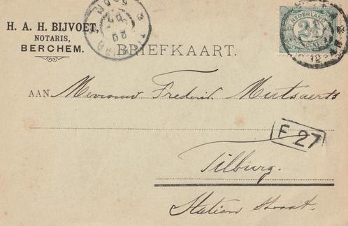 Berghem, briefkaart Notaris Bijvoet. Gemeente Oss, Verzamelen, Ansichtkaarten | Nederland, Gelopen, Noord-Brabant, Voor 1920, Verzenden