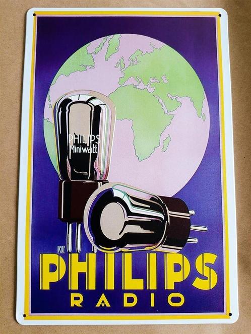 Retro PHILIPS Radio Reclame Metalen wandbord plaat ., Verzamelen, Merken en Reclamevoorwerpen, Nieuw, Reclamebord, Verzenden