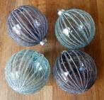 Glazen kerstballen blauw grijs glas met glitters, Diversen, Ophalen of Verzenden, Zo goed als nieuw