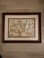 3d prent Anton Pieck 45x37 cm in eikenhouten lijst, Ophalen of Verzenden