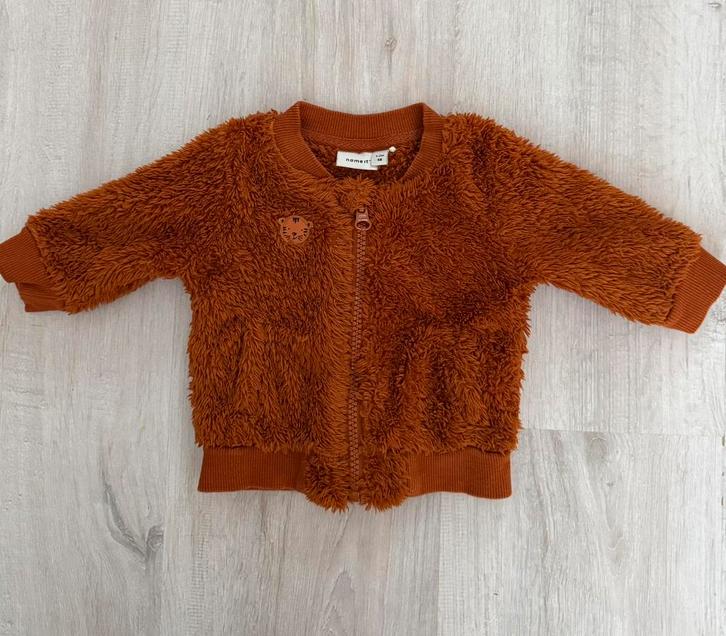Name It babyjasje cognac bruin teddyjasje vestje 50 56, Kinderen en Baby's, Babykleding | Maat 50, Zo goed als nieuw, Jongetje of Meisje