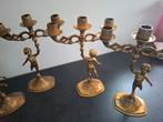 5x Antieke 3-armige kandelaars met schade, Ophalen of Verzenden, Koper of Brons