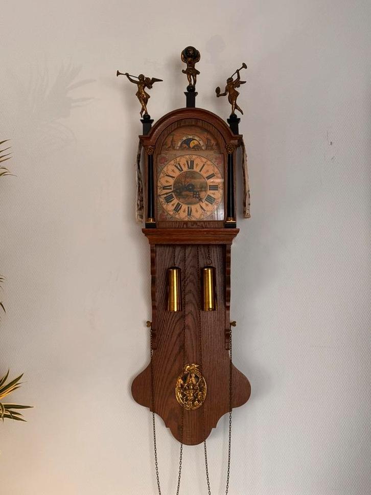 Originele Wuba Zaanse wandklok  perfect werkend –mechanisch, Antiek en Kunst, Antiek | Klokken, Ophalen of Verzenden