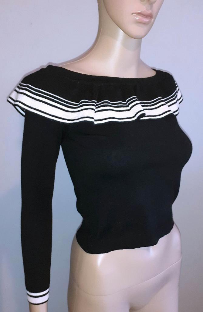 cropped trui zwart en roze H&M Divided XS of 34, Kleding | Dames, Truien en Vesten, Zo goed als nieuw, Maat 34 (XS) of kleiner