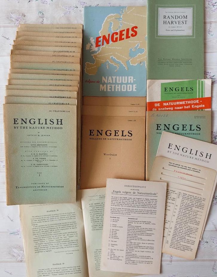 Antiek Engelse lesboekjes Taalinstituut de Natuurmethode '42, Antiek en Kunst, Antiek | Boeken en Bijbels, Ophalen