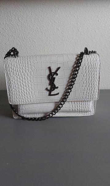 Witte YSL Schoudertas met Krokodillenprint beschikbaar voor biedingen