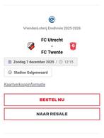 Tickets FC Utrecht FC Twente, Tickets en Kaartjes, Losse kaart, Drie personen of meer, December