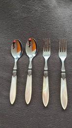 Murano 2 grote diner lepels en vorken (Ivoor) paaelmoer, Nieuw, Ophalen of Verzenden, Rvs of Chroom, Vaatwasserbestendig