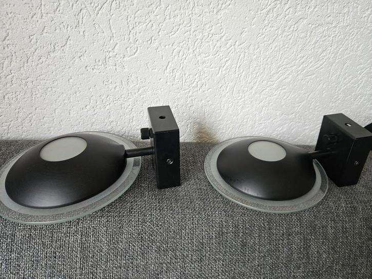 Vintage Larelco Milano Wandlampen Set, Huis en Inrichting, Lampen | Wandlampen, Gebruikt, Glas, Metaal, Ophalen of Verzenden