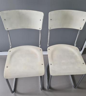 2 vintage  Auping buisframe stoelen, model 656  beschikbaar voor biedingen