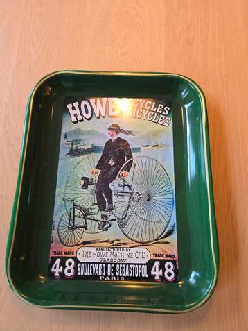Vintage zeldzame Howe fietsen driewielers reclame dienblad  beschikbaar voor biedingen