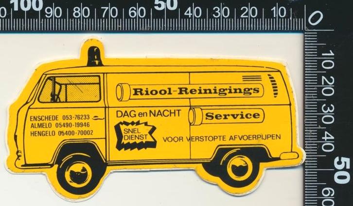 Sticker: RRS Riool Reinigings Service - Enschede - Almelo, Verzamelen, Stickers, Zo goed als nieuw, Bedrijf of Vereniging, Ophalen of Verzenden