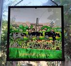 Glas in Lood Schilderij Gebrand Boerderij Molen, Ophalen, Gevelraam of Ruit, Minder dan 80 cm, Minder dan 80 cm