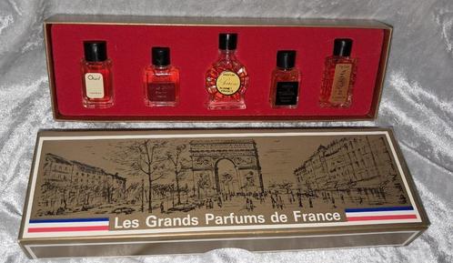 Luxe parfum miniaturen set met 5 franse miniaturen, Verzamelen, Parfumverzamelingen, Zo goed als nieuw, Miniatuur, Gevuld, Ophalen of Verzenden
