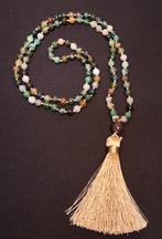 Boho mala ketting Indiase Agaat en Aventurijn kralen, Ophalen of Verzenden, Nieuw, Steen of Mineraal, Met edelsteen