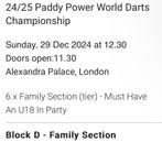 WK Darts tickets(6) - 29 december 2024, Tickets en Kaartjes, Drie personen of meer