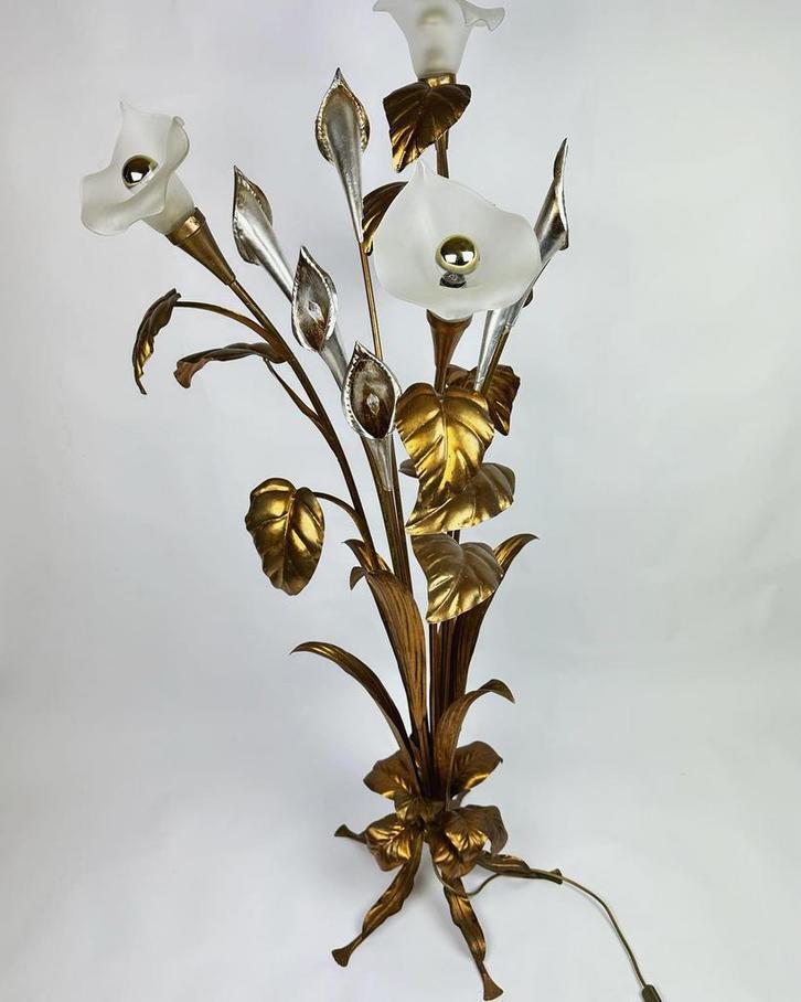 Vintage Hans Kögl vloerlamp, Huis en Inrichting, Lampen | Vloerlampen, Gebruikt, 150 tot 200 cm, Glas, Metaal, Ophalen