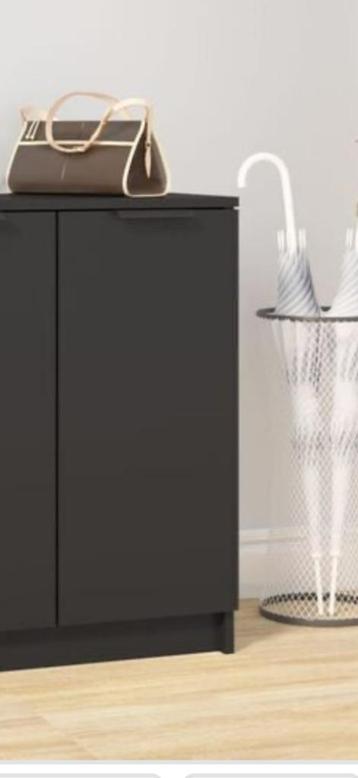 Schoenenkast 59x35x70 cm bewerkt hout zwart beschikbaar voor biedingen