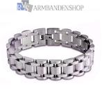 rvs stoere heren armband van edelstaal zilver kleurig, Verzenden, Nieuw, Zilver, Staal