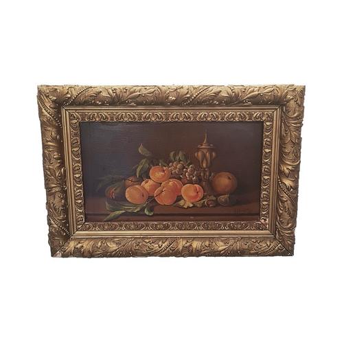 G. Henrotte 1914 fruit stilleven olieverf op paneel, Antiek en Kunst, Kunst | Schilderijen | Klassiek, Ophalen of Verzenden
