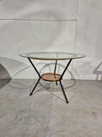 Vintage rotan tafel met glazen blad, Antiek en Kunst, Ophalen