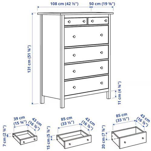 Hemnes ladekast 6 lades wit, Huis en Inrichting, Kasten | Ladekasten, Gebruikt, 100 tot 150 cm, 100 tot 150 cm, 25 tot 50 cm, Overige houtsoorten