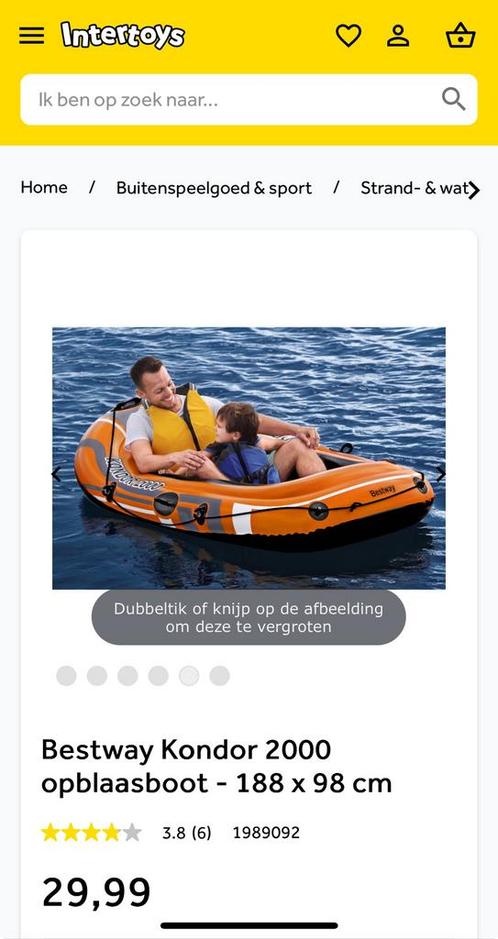 Bestway Kondor 2000 zgan rubber boot 1,88m, Watersport en Boten, Kano's, Zo goed als nieuw, Overige typen, Twee personen, Met peddels