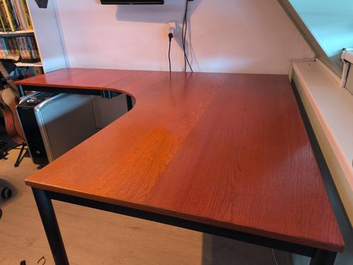 Hoekbureau met aanbouw - sterk onderstel, hoogte verstelbaar, Huis en Inrichting, Bureaus, Gebruikt, Bureau, In hoogte verstelbaar