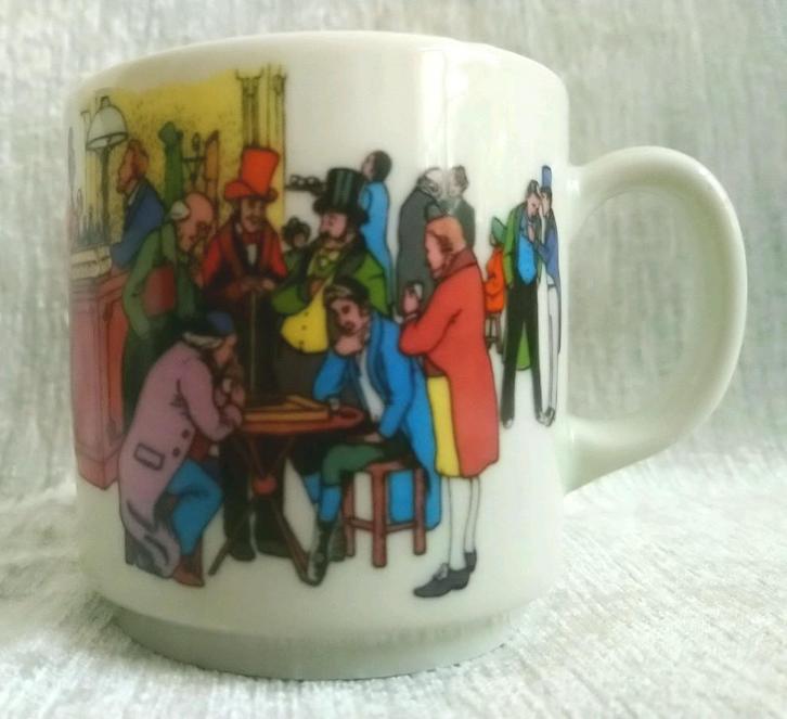 Mok Parijs Café, Van Nelle, 7,5 cm, Verzamelen, Porselein, Kristal en Bestek, Zo goed als nieuw, Overige typen, Porselein, Ophalen of Verzenden