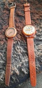 Bruine houtnerf quartz horloges van Kaszer en Fiorucci, Overige merken, Kunststof, Leer, Verzenden