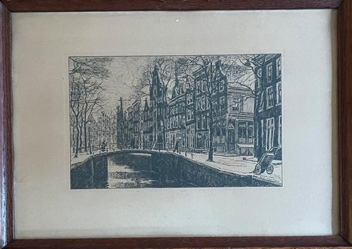 Louis Landré - Gracht Amsterdam, Antiek en Kunst, Kunst | Etsen en Gravures, Ophalen of Verzenden