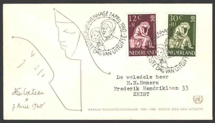 Nederland FDC E42 Met Adres, Vluchtelingen 1960, Postzegels en Munten, Postzegels | Eerstedagenveloppen, Beschreven, Nederland