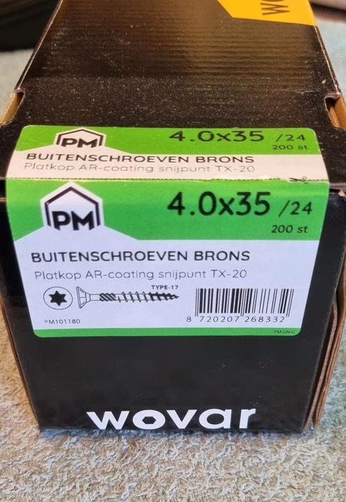 wovar tuinschroeven brons 4.0x35 200 stuks, Doe-het-zelf en Verbouw, IJzerwaren en Bevestigingsmiddelen, Nieuw, Schroeven, Ophalen of Verzenden